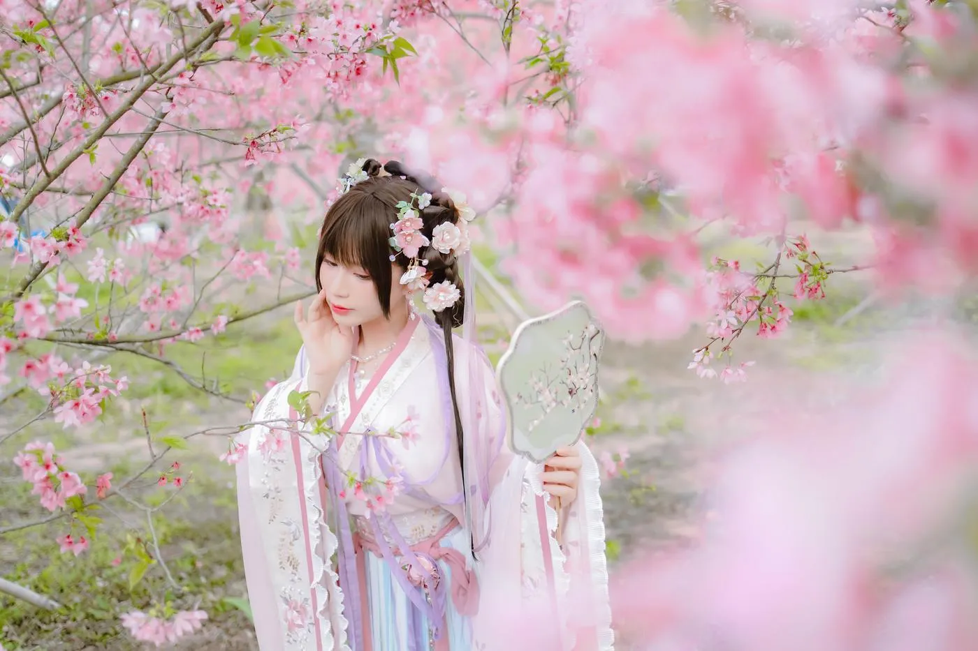 Nyako喵子 – NO.35 樱花汉服 花神祈愿 [52P]插图1